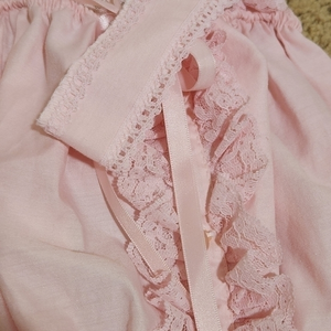 VTG‎ Handmade Pink Frilly Long Lacey Dress 👗Easter Sunday